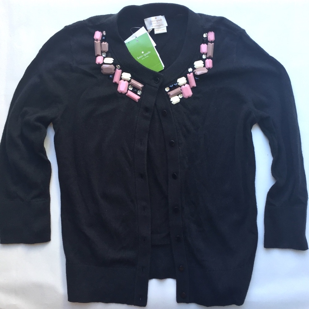 kate spade Kati Jewelled Collar Black Cardigan XS